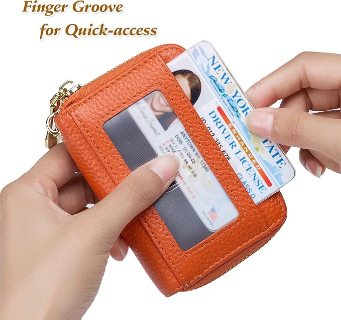 imeetu Rfid Credit Card Holder,Genuine Leather Businese Card Case,Rfid Blocking Wallet for Women & Men
