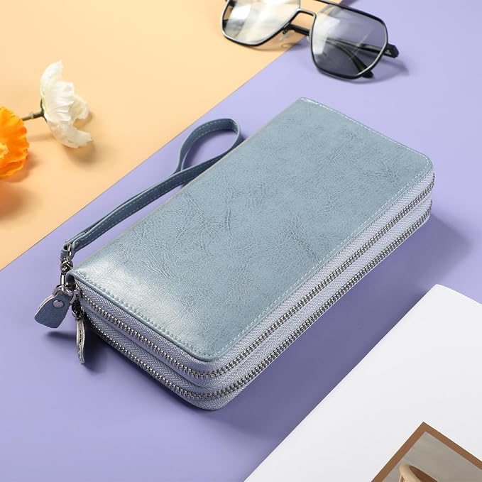 Lavemi Small Compact Women Wallet RFID Blocking Genuine Leather Bifold Purse with ID Windows