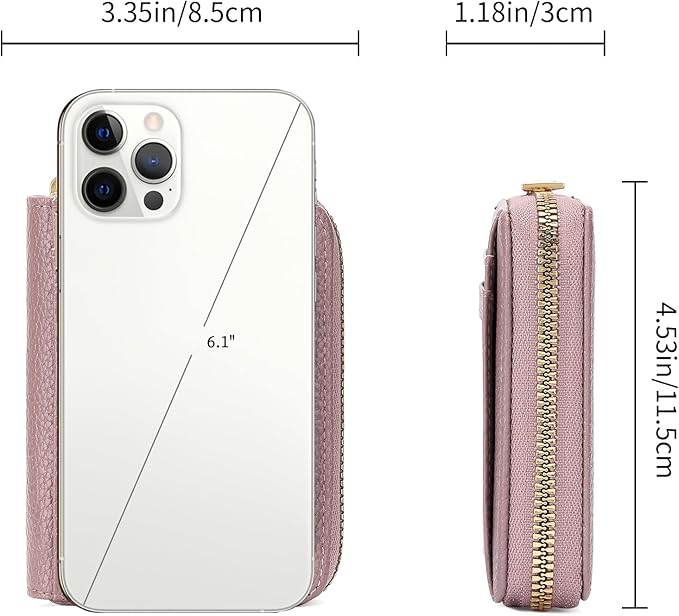GAEKEAO Wallet Women RFID Blocking Leather Small Compact Zip-Around Credit Card Holder with ID Window & Zipper Pocket