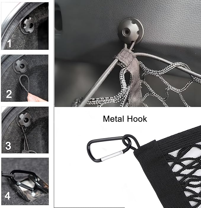 BAILALIBO Cargo Net Stretchable, Adjustable Elastic Trunk Mesh Nets with Metal Hook Universal for SUV, Trucks,Pickup, Car Exterior Accessories for Secure Storage (43.5x11.8 inch)