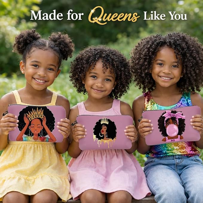 African American Makeup Bag for Purse 3 Pack Afro Black Cosmetic Bags for Women Inspirational Gift Small Funny Cosmetics Pouch Travel Bag Cases for Toiletries Accessories Organizer Bulk