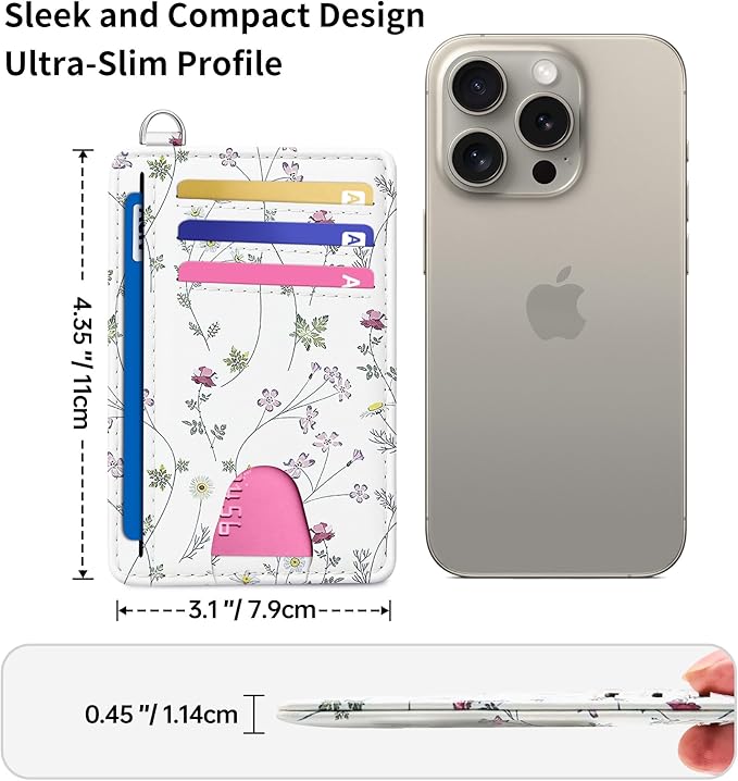 Mayski Slim Wallet, Credit Card Holder for Women, Minimalist Front Pocket RFID Blocking Card Cases, Small Wallet Women Men(Flower)