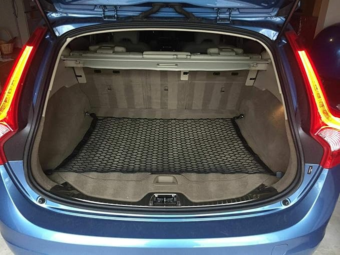 Trunk Organizer Cargo Net for Volvo XC60 2010-2026 – Floor Style Cargo Net for SUV – Premium Mesh Elastic Car Trunk Organizer Vehicle Carrier Storage – Compatible with XC60