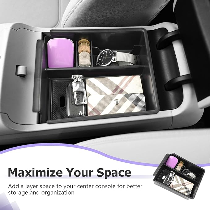 LUWU 2025 2026 Tucson Accessories for 2022-2025 2026 Hyundai Tucson Center Console Organizer Armrest Storage Box Armrest Console Organizer Insert Tray Black-trim(NOT FOR 2025 PHEV &Limited Model)