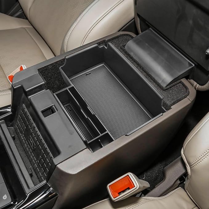 HGWEI Center Console Organizer Compatible with Ford Explorer 2020 2021 2022 2023 2024 2025 2026 Interior Accessories, Coin Holder Armrest Secondary Storage Box Container Insert Divider Tray, Black