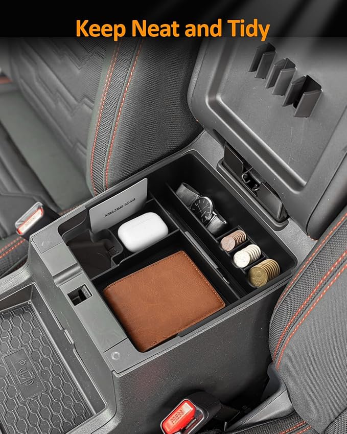 CDEFG 2022 2023 Ni*ssan Frontier SR5, SR5 S, SV, Midnight Edition, Pro-X and Pro-4X Center Console Organizer Tray Armrest Storage Box Insert (white)