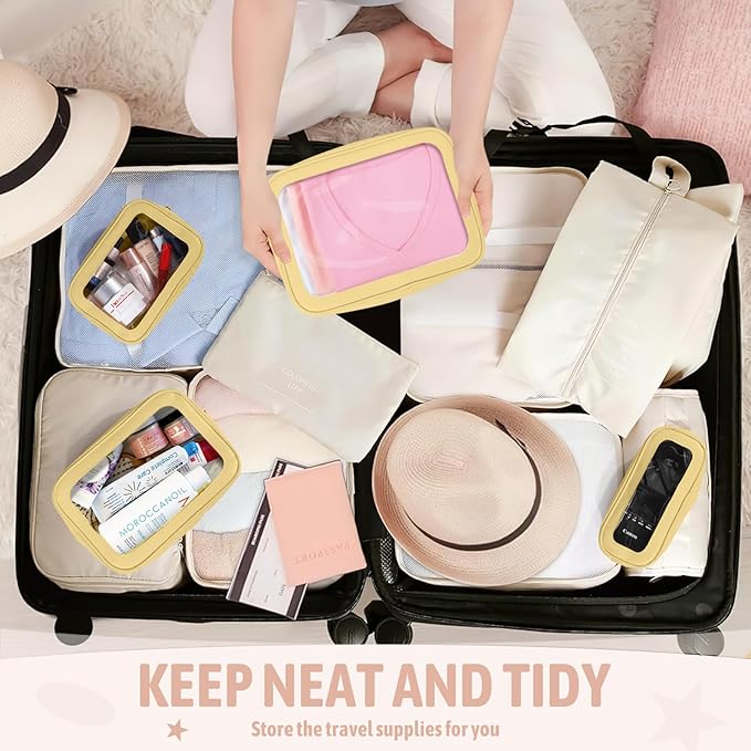 YOPCDJ 5PCS Diaper Bag Organizer Pouch Set, TSA Approved Toiletry Bag，Clear Waterproof TPU Makeup Bag Set Travel Organizer Bags for Women and Kids