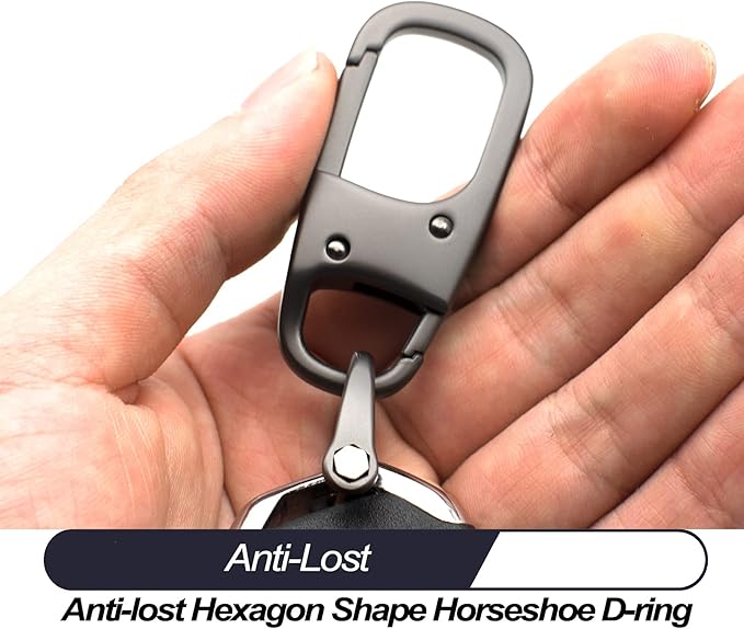 MECHCOS Metal Keychain Car Fob Key Chain Holder Clip with Detachable Valet Key Ring & Anti-Lost D-Ring for Men and Women - Gunmetal