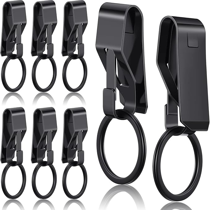 Threan 8 Pcs Duty Belt Key Holder Tactical Stealth Belt Key Clip Metal Keyring Holder for Men Police Law Enforcement