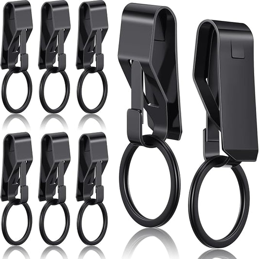 Threan 8 Pcs Duty Belt Key Holder Tactical Stealth Belt Key Clip Metal Keyring Holder for Men Police Law Enforcement