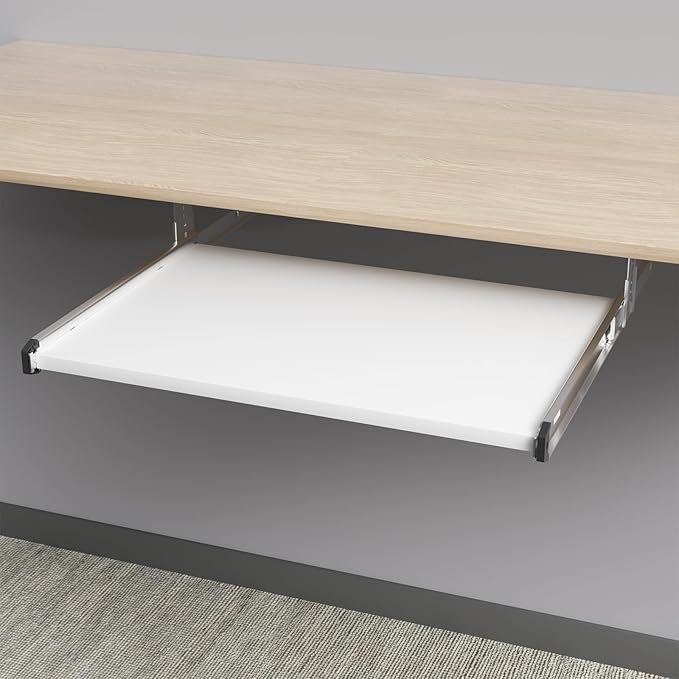 Under Desk Keyboard Tray Pull Out Slide Height Adjustable Slide Out Keyboard Draw Holder Track Full Extension Ball Bearing Under Table Lift Bracket for Mounting Music Keyboard Piano Without Tray