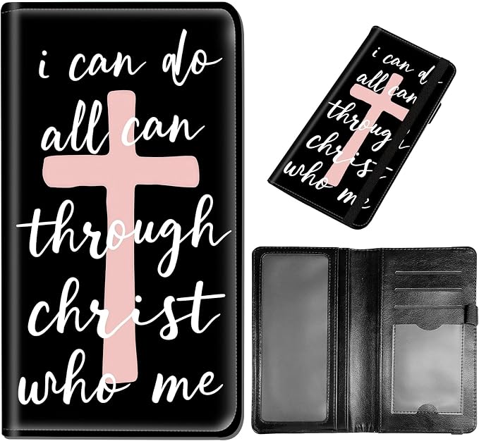 DEGDFSGR Checkbook Cover PU Leather Checkbook Covers for Women for Duplicate Checks, Check Book Covers with RFID Blocking Function for Personal Checkbook, Christian Quote Pink Cross