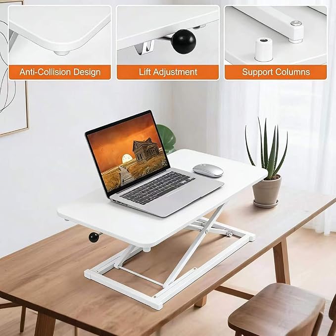 Standing Desk Converter Adjustable Height,Keyboard Riser for Stand Up Desk Riser,Computer Keyboard Stand for Desktop,Ergonomic Sit Stand Computer Workstations White Size 23.6 Inch