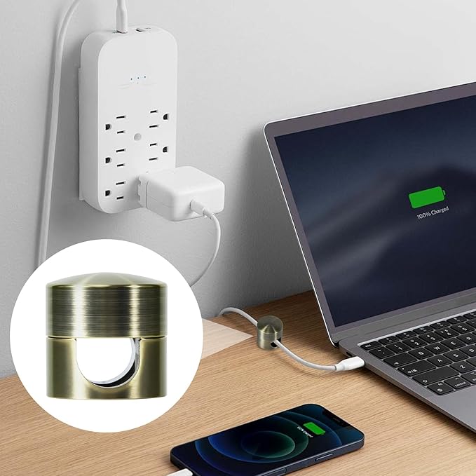 8 Sets Charger Holders for Cords, Antique Copper Color Adjustable Cable Anchor Holders, Adhesive Metal Cord Clips, Cable Management Wire Organizers for Desk, Office, Nightstand