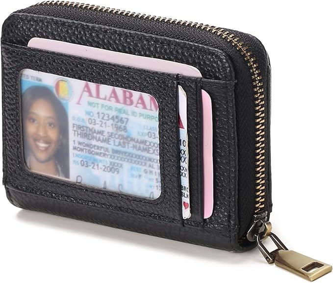 GAEKEAO Credit Card Holder Wallet for Women RFID Blocking Small Genuine Leather Card Case with Coin Pocket ID Window