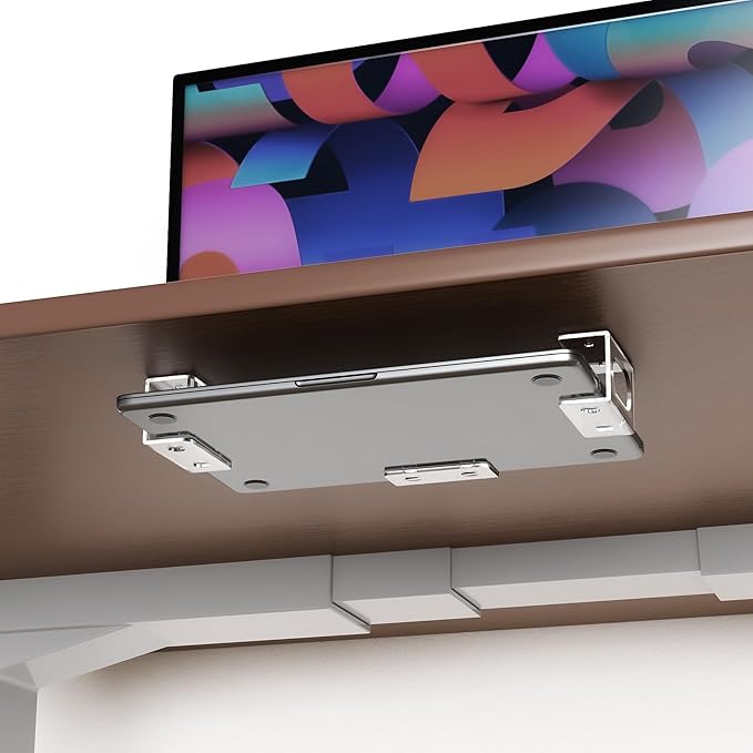 NiHome Clear Acrylic Under Desk Laptop Mount, Easy Installation Adjustable Laptop Holder, Scratch-Resistant Under-Desk Stand for MacBook, Notebook, Modem, TV Box, PS4 Slim & Keyboard