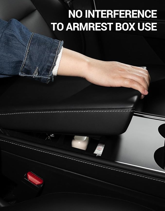 Motrobe 3PCS Tesla Model Y Model 3 Center Console Organizer Tray [Anti-Rattle Flocked] Armrest Hidden Storage Box Model Y 2021-2024 Model 3 2021-2023 Accessories [Not Fit 2024 Model 3 Highland]