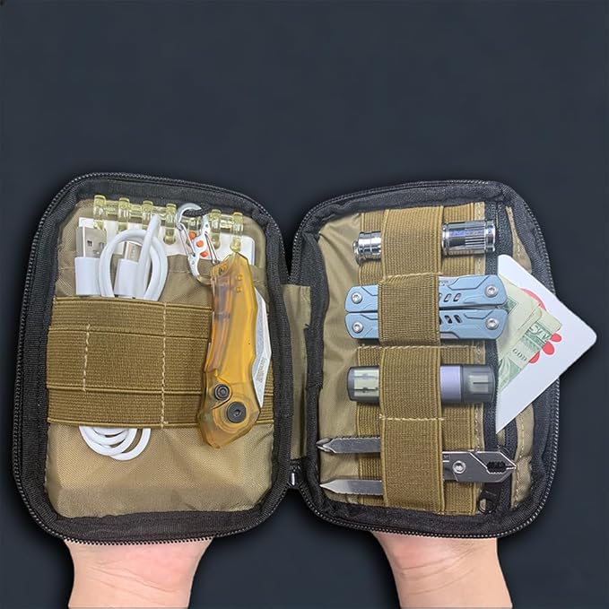 ROARING FIRE Picofire Pro EDC Pouch Organizer - Small Tool Pouch for Electronics, Cables, Flashlights,Multitool - with YKK Zippers, Water-Resistant 500D Nylon, Pocket pouch for men