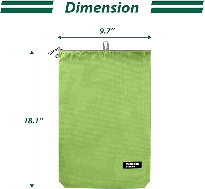 Veki 2 Pack Travel Laundry Bag, Waterproof Dirty Clothes Bags with Handles, Washable Wet Dry Bag, Essential Storage Organizer for Camping, Gym, Swimsuit, Suitcase, College Dorm (White&Green, Large)