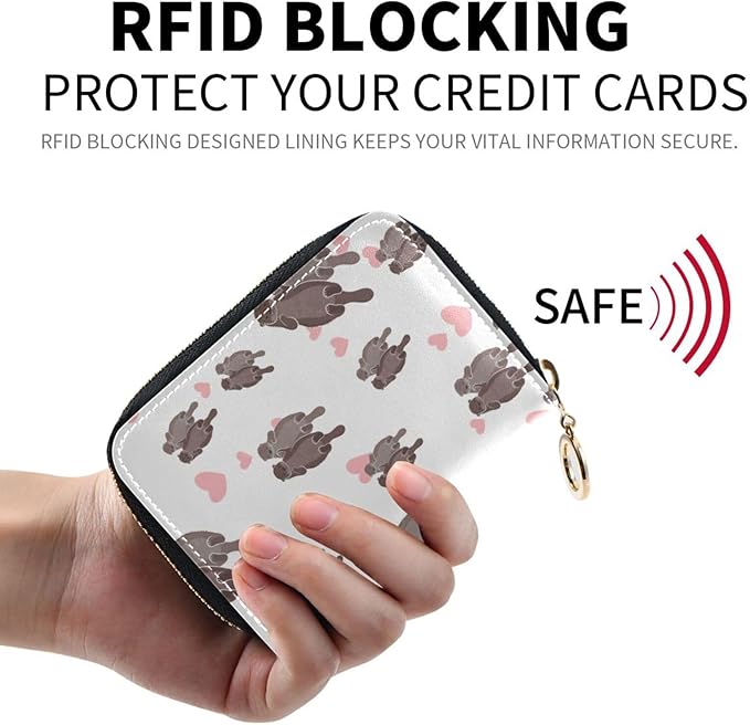 Cute Sea Otter RFID Credit Card Holder Wallets Accordion for Women Leather Zipper Card Case Accordion Wallet for Ladies Girls