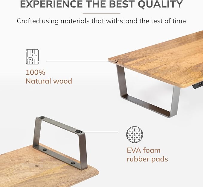 Anji Mountain Monitor Stand - Desktop Organizer & Laptop Riser, Ergonomic Monitor Riser, Space-Saving Monitor Stand for Desk, Durable Construction, Easy Assembly, Ideal for Home & Office,Natural