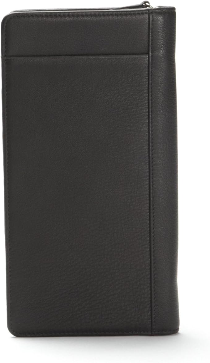 Leatherology Black Onyx Full Grain Leather Zip Around Travel Wallet – RFID Passport Organizer for Cards, Cash & Travel Documents
