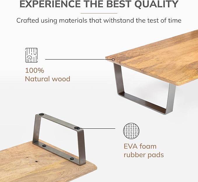 Anji Mountain Monitor Stand - Desktop Organizer & Laptop Riser, Ergonomic Monitor Riser, Space-Saving Monitor Stand for Desk, Durable Construction, Easy Assembly, Ideal for Home & Office,Natural