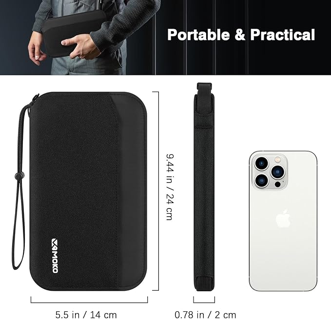 MoKo Family Passport Holder for 5, RFID Blocking Passport Wallet for Men Women, Travel Wallet Holder with Multiple Compartments, Travel Document Organzier for Cards, ID, Tickets, Keys, Black