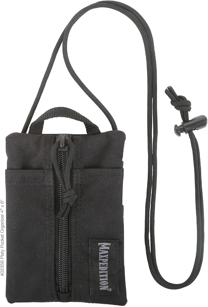 MAXPEDITION Platy Pocket Organizer, Durable EDC Tool Pouch for Men, Neck Wallet with Paracord Lanyard, Holds Flashlight, Multitool, Pen, Notebook