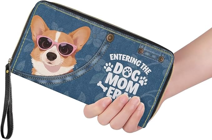 Bulopur Corgi Dog Wallet Purse for Women's Wallet RFID Blocking Credit Card Holder Large Capacity Wristlet Leather Wallets Purse Waterproof