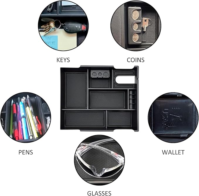 JOJOMARK Compatible with Toyota Tundra Accessories Center Console Tray Organizer for Tundra 2014-2020 2021 Insert ABS Armrest Box Secondary Storage (Black)