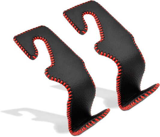 MECHCOS Car Seat Headrest Hooks for Car Back Seat Organizer Hanger Storage Hook Holder for Car SUV Organization Purse Shopping Groceries Bag Handbag, Black & Red, 2 Pack