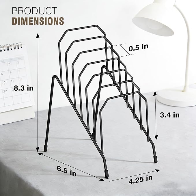Gawerk Incline Desk Mail Organizer, Mail Sorter Letter Organizer Rack with 6-Section Vertical Compartments Rack for Letters, Postcards, Brochures, Mail Holder for Office, Home, School (2 Pack)