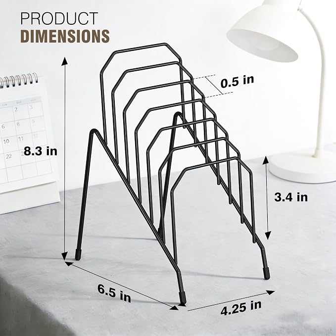 Gawerk Incline Desk Mail Organizer, Mail Sorter Letter Organizer Rack with 6-Section Vertical Compartments Rack for Letters, Postcards, Brochures, Mail Holder for Office, Home, School (4 Pack)