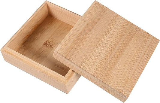 Wooden Desktop Organizer Storage Box with Lid Small Square Storage Bin for Sundries for Office and Home Desk Organization