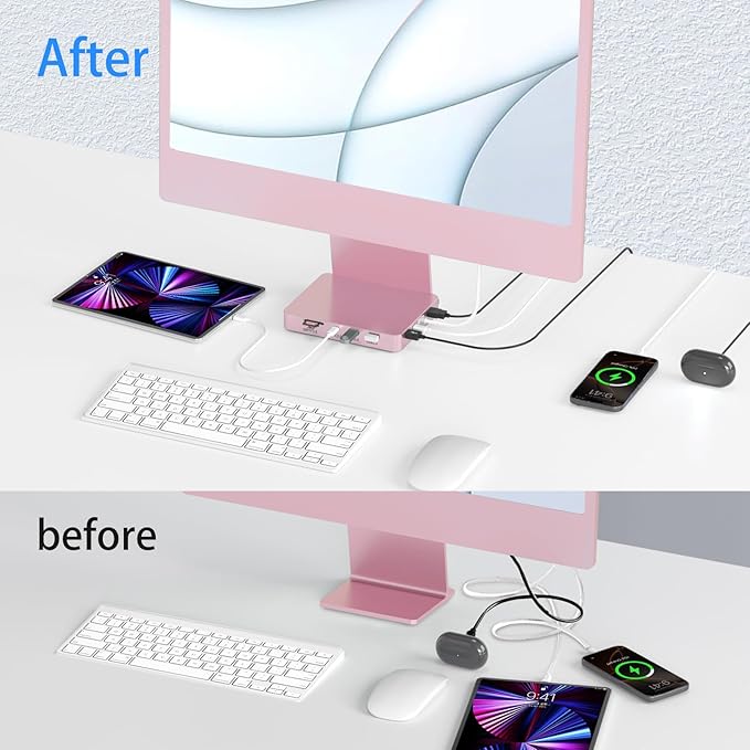 8-in-1 USB-C Hub for 24-inch iMac (2024/2023/2021), M.2 SSD Expansion, 10Gbps USB-A/C 3.2, 4K HDMI, SD/TF ??Docking Station for iMac M1, M3, M4 (SSD Not Included)