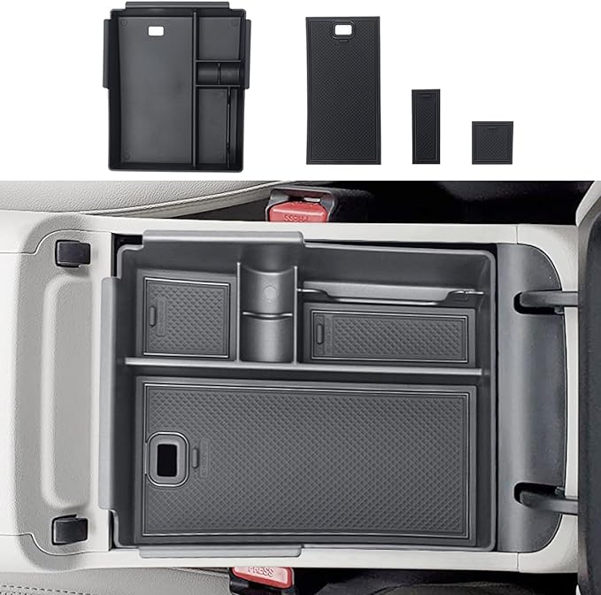 Upgraded Design Center Console Organizer Tray for Hyundai Santa Cruz 2022-2024 - Custom Fit Armrest Insert, Non-Slip ABS Matte Black (Fits SE/SEL Only, Excludes Limited & XRT)