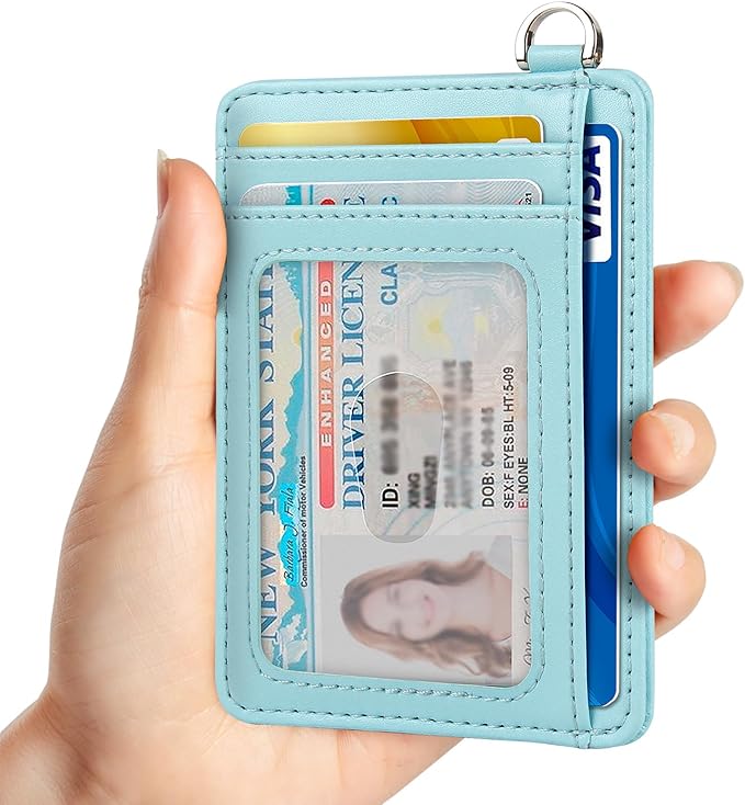 EcoVision Slim Minimalist Front Pocket Wallet, RFID Blocking Credit Card Holder Wallet with Detachable D-Shackle for Men Women