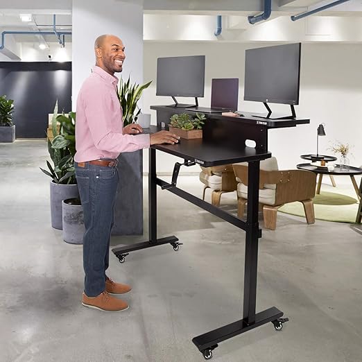 Stand Steady Attachable Desk Wheels | Set of 4 Locking Casters | Easy-Roll and Non-Marring | Full Swivel Wheels Compatible with Tranzendesk Standing Desks (2 Inch/Black)