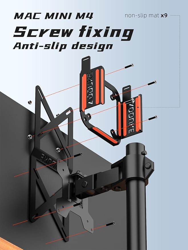 with Combination Security Lock 2024 Mac mini M4 VESA Computer Monitor Mount Bracket for Anti-Theft Server Rack Extension Plate Adapter, Compatible 75X75/100X100MM Hole distance-AJM4GS-BM