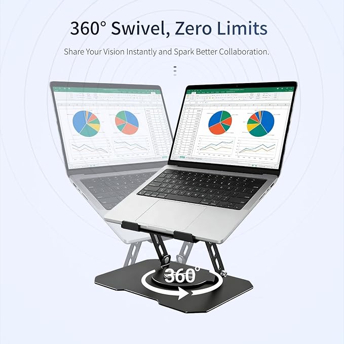 Laptop Stand for Desk, 360 Rotating Computer Riser with Adjustment Wrench, Ergonomic Laptop Riser for Collaborative, WorkFoldable & Portable Heavy Duty Stand Fit 10-16??Laptops