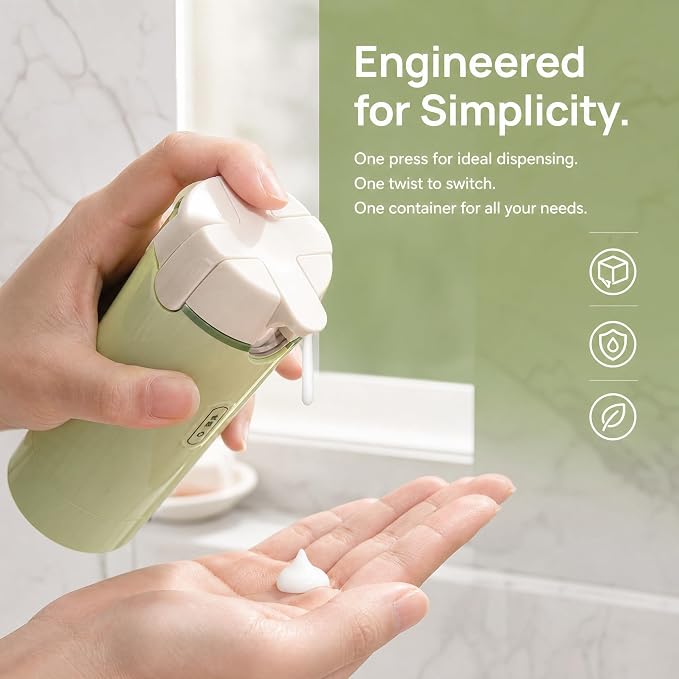 4 in 1 Travel Dispenser Bottle Set, Leak-Proof, Lightweight, Refillable Squeeze Bottles for Travel Toiletries (Green)