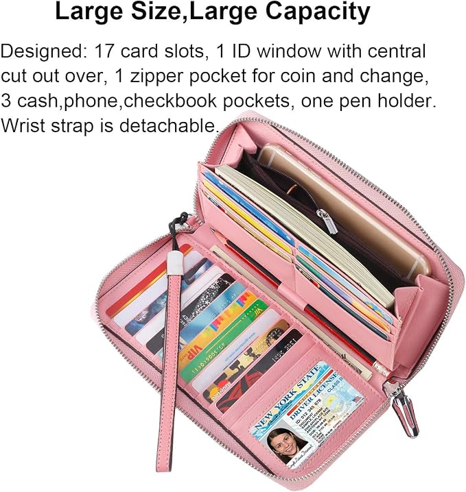 Lavemi Small Compact Women Wallet RFID Blocking Genuine Leather Bifold Purse with ID Windows