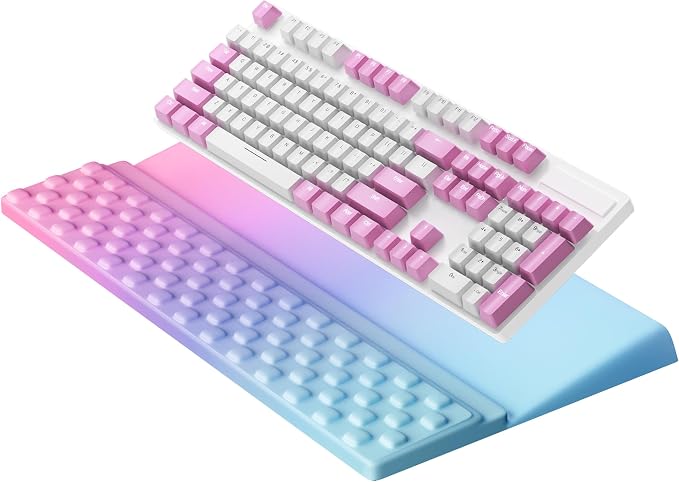Ospelelf Keyboard Wrist Rest, Ergonomic Memory Foam Wrist Support for Typing & Gaming, Tilted Keyboard Pad, Aesthetic Desk Accessories for Office, Relief for Carpal Tunnel & Wrist Pain, Purple Blue