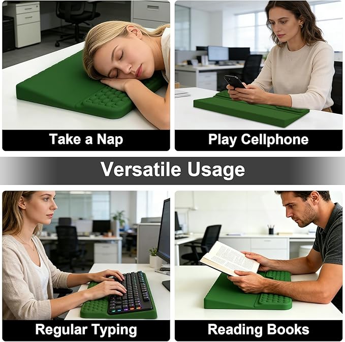 Keyboard Stand with Wrist Rest, Computer Keyboard Pad with Wrist Support, Ergonomic Keyboard Riser Holder Lift Tray, Soft Memory Foam Desk Wrist Pad for Office, Home, School - Green