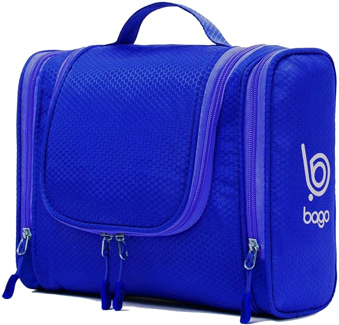 Bago Travel Toiletry Bag for Women and Men - Large Waterproof Hanging Large Toiletry Bag for Bathroom and Travel Bag for Toiletries Organizer - Makeup Bag (DeepBlue)