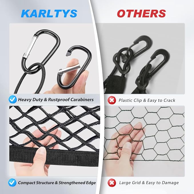 Karltys Cargo Net for Subaru Crosstrek 2014-2018 Trunk Net | Envelope Style Elastic Mesh Net | Heavy Duty Metal Hooks | Toyota 4 Runner Accessories