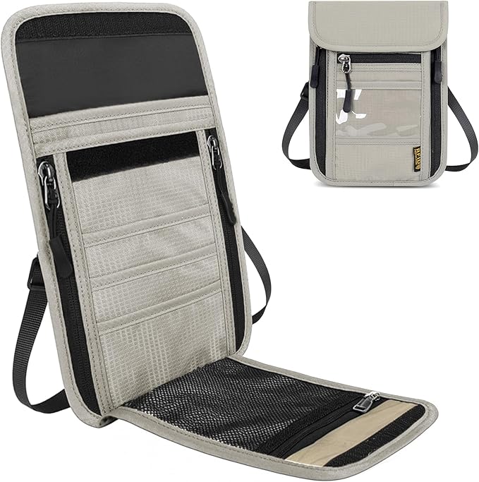 Travel Neck Wallet RFID Blocking – Hidden Passport Holder & Anti-Theft Money Pouch for Men & Women, Lightweight Concealed Undergarment Organizer with Adjustable Strap, Secure Document Holder
