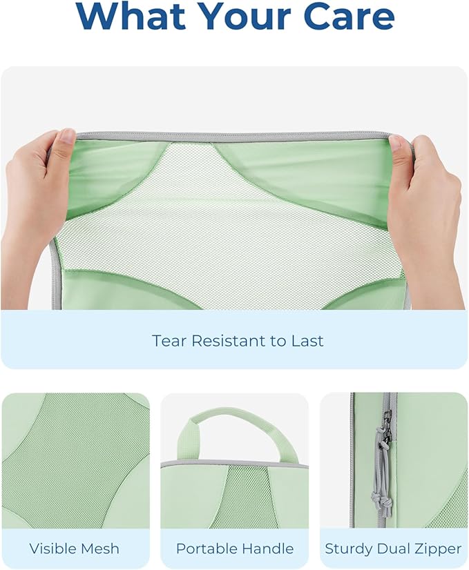 BAGSMART Compression Packing Cubes for Travel, Compressible Luggage Organizer for Cruise Ship, Lightweight Travel Essentials 6-Pack 1L+2M+2S+1Shoe Bag