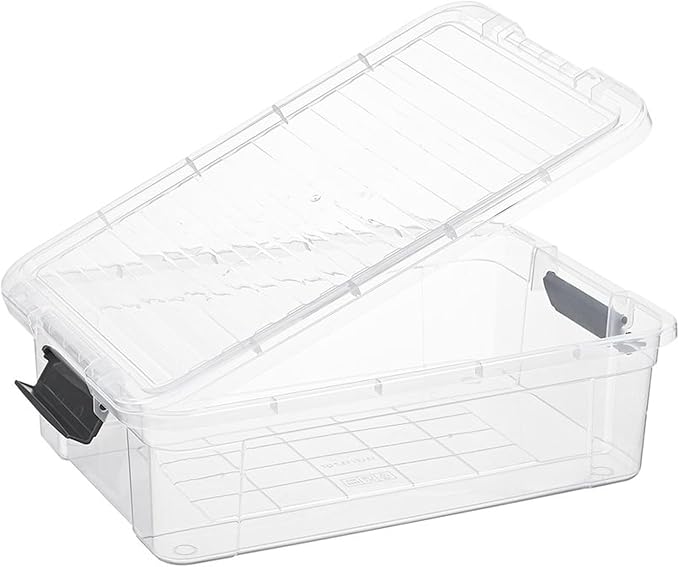 Superio Clear Storage Box with Lid, 13.7 Qt Plastic Container Bins for Organizing, Stackable Crates, BPA Free, Non Toxic, Odor Free, Organizers for Home, Office, School, and Dorm, 10 Pack